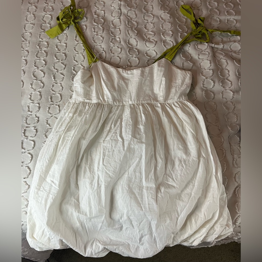 Lush boutique mini dress unique green and white